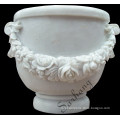 Decoration garden corner white marble stone flowerpot planter